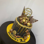 CHOCOLATE SHARD GOLD DRIP BLACK CAKE