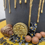 CHOCOLATE SHARD GOLD DRIP BLACK CAKE