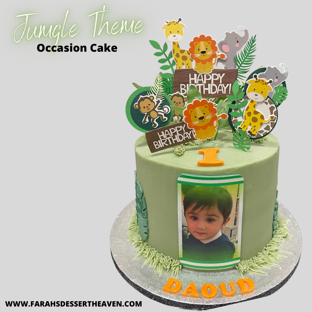 Jungle Safari Theme Cake | 2 Tier Animals Theme Birthday Cake Without  Fondant - YouTube