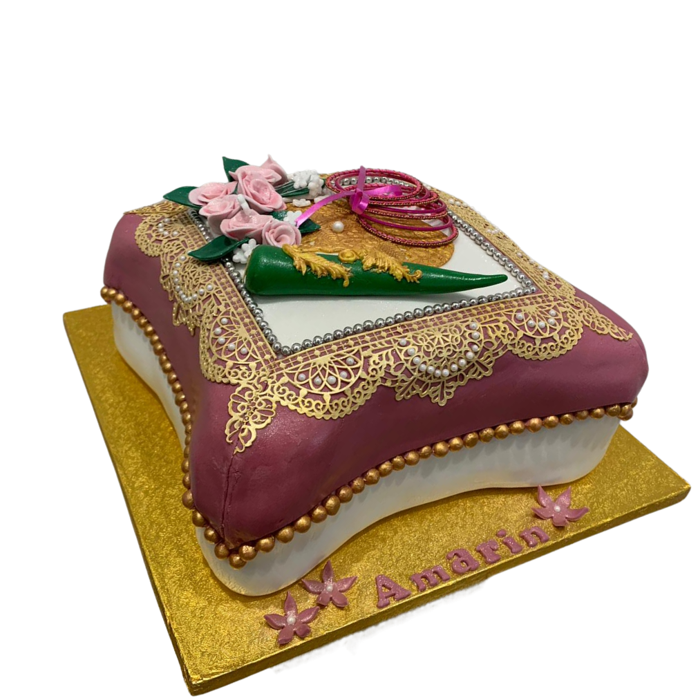 Mehndi cushion cake | Easy cake decorating, Cool wedding cakes, Henna cake  designs