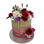 PASTEL GOLD DRIP - FLOWER CAKE