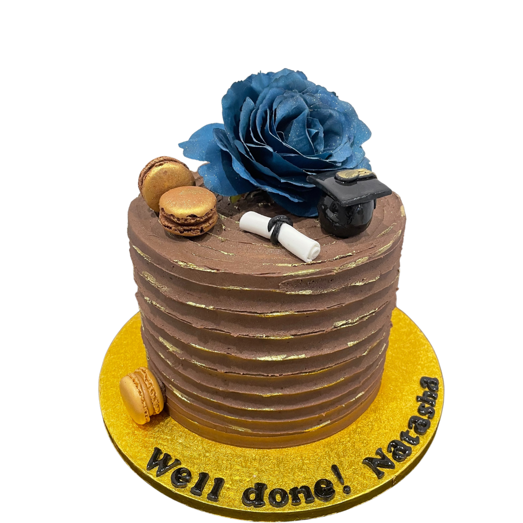 RUFFLE GOLDMAC GRADUATION CAKE