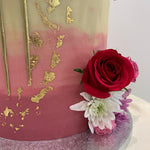 PASTEL GOLD DRIP - FLOWER CAKE