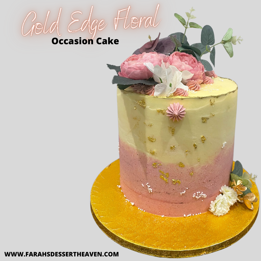 GOLD EDGE FLORAL OCCASION CAKE