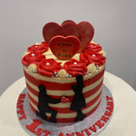 RED STRIPE AND ROSE CAKE